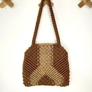 MACRAMÉ Tan & Brown Small Shoulder Bag
